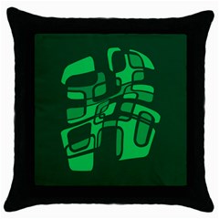 Green Abstraction Throw Pillow Case (black) by Valentinaart