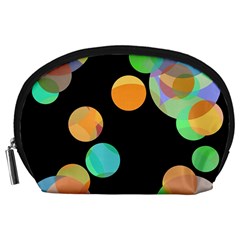 Orange Circles Accessory Pouches (large)  by Valentinaart