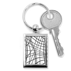 Black And White Decorative Lines Key Chains (rectangle)  by Valentinaart