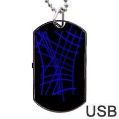 Neon Blue Abstraction Dog Tag Usb Flash (two Sides) 