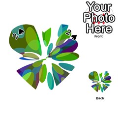 Green Abstract Flower Playing Cards 54 (heart)  by Valentinaart