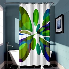 Green Abstract Flower Shower Curtain 36  X 72  (stall)  by Valentinaart