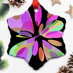 Pink Abstract Flower Snowflake Ornament (2-side) by Valentinaart