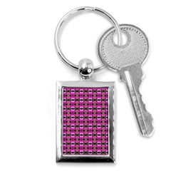 Pretty Pink Flower Pattern Key Chains (rectangle)  by BrightVibesDesign