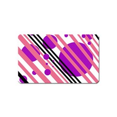 Purple Lines And Circles Magnet (name Card) by Valentinaart