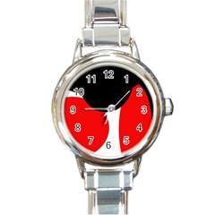 Red, Black And White Round Italian Charm Watch by Valentinaart