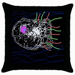 Neon Fish Throw Pillow Case (black) by Valentinaart