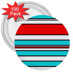 Blue, Red, And White Lines 3  Buttons (100 Pack)  by Valentinaart