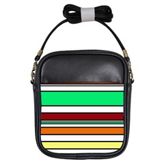 Green, Orange And Yellow Lines Girls Sling Bags by Valentinaart