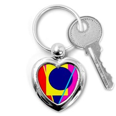 Colorful Geometric Design Key Chains (heart)  by Valentinaart