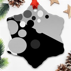 Gray Decorative Dots Snowflake Ornament (2-side) by Valentinaart