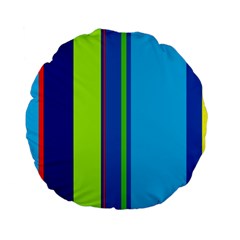 Blue And Green Lines Standard 15  Premium Flano Round Cushions by Valentinaart