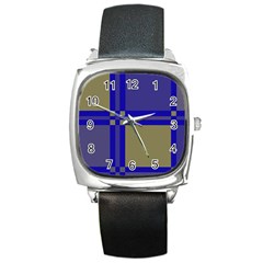 Blue Design Square Metal Watch by Valentinaart