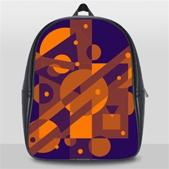 Blue And Orange Abstract Design School Bags(large)  by Valentinaart