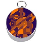 Blue and orange abstract design Silver Compasses Front