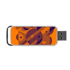 Orange And Blue Abstract Design Portable Usb Flash (one Side)