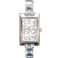 Red, White And Black Pattern Rectangle Italian Charm Watch by Valentinaart