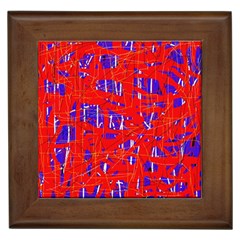 Blue And Red Pattern Framed Tiles by Valentinaart