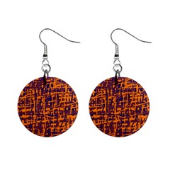 Orange And Blue Pattern Mini Button Earrings