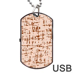 Brown Elegant Pattern Dog Tag Usb Flash (two Sides)  by Valentinaart