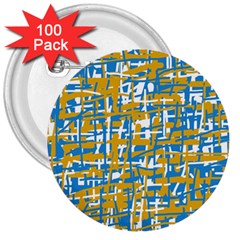 Blue And Yellow Elegant Pattern 3  Buttons (100 Pack) 