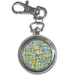 Blue and yellow elegant pattern Key Chain Watches Front