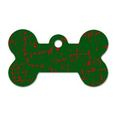 Green And Red Pattern Dog Tag Bone (one Side)