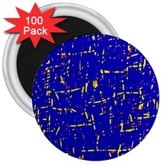 Blue Pattern 3  Magnets (100 Pack)