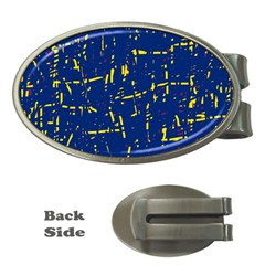 Deep Blue And Yellow Pattern Money Clips (oval) 