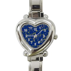 Deep Blue And Yellow Pattern Heart Italian Charm Watch