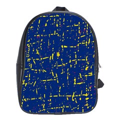 Deep Blue And Yellow Pattern School Bags(large)  by Valentinaart