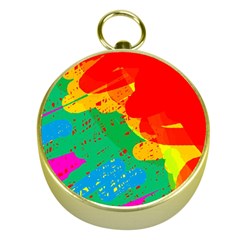 Colorful Abstract Design Gold Compasses