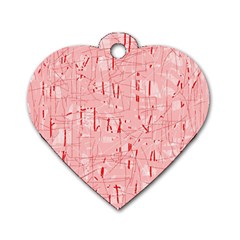 Elegant Pink Pattern Dog Tag Heart (two Sides)