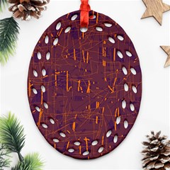 Purple Pattern Oval Filigree Ornament (2-side) 