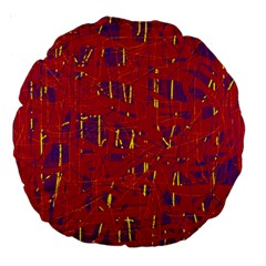 Red And Blue Pattern Large 18  Premium Round Cushions