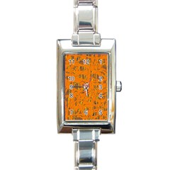 Orange Pattern Rectangle Italian Charm Watch