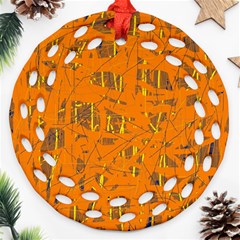 Orange Pattern Round Filigree Ornament (2side)