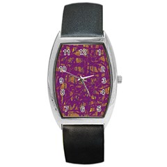 Purple Pattern Barrel Style Metal Watch