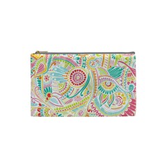 Hippie Flowers Pattern, Pink Blue Green, Zz0101 Cosmetic Bag (small) 