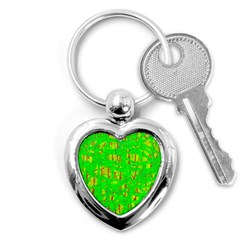 Neon Green Pattern Key Chains (heart)  by Valentinaart