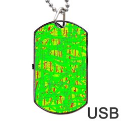 Neon Green Pattern Dog Tag Usb Flash (two Sides) 