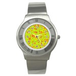 yellow and orange pattern Stainless Steel Watch Front