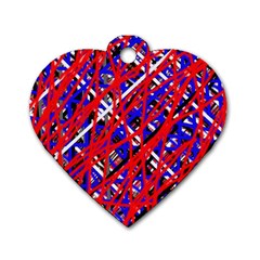 Red And Blue Pattern Dog Tag Heart (two Sides)