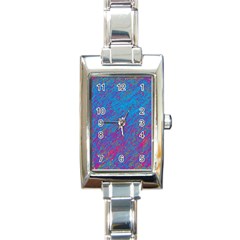 Blue Pattern Rectangle Italian Charm Watch by Valentinaart