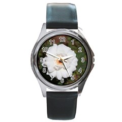 White Petal Round Metal Watch