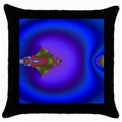 Into The Blue Fractal Throw Pillow Case (black)