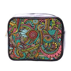 Colorful Hippie Flowers Pattern, Zz0103 Mini Toiletries Bag (one Side) by Zandiepants