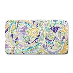 Purple, Green, Yellow Hippie Flowers Pattern, Zz0104, Medium Bar Mat by Zandiepants