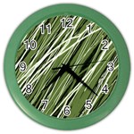 Green decorative pattern Color Wall Clocks Front