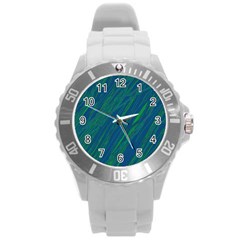 Green Pattern Round Plastic Sport Watch (l)